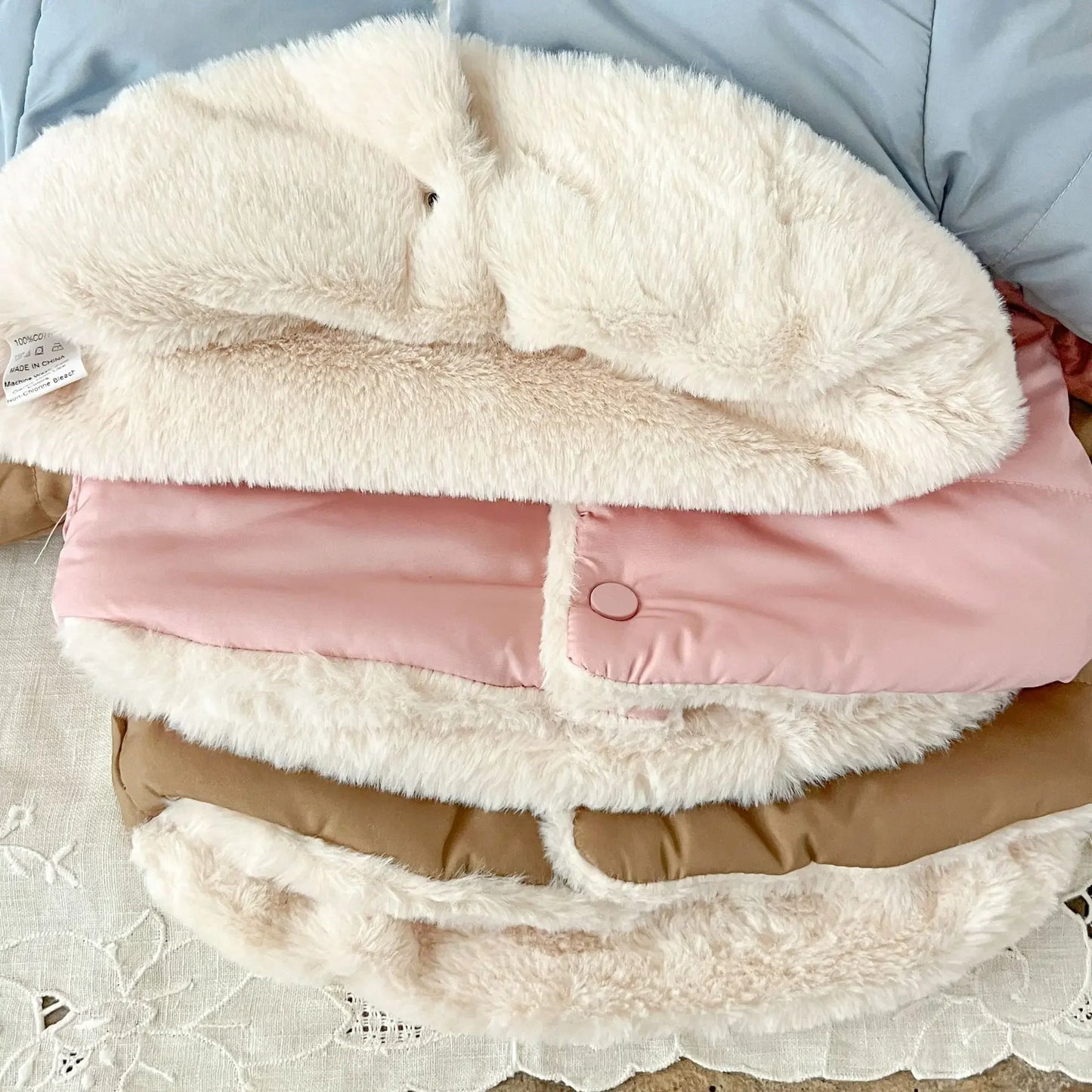 Korean Style Baby Boys Girls Winter Coat Fleece Lined Thickened Cotton Padded Jacket Cute Bear Ear Hooded Warm Outerwear