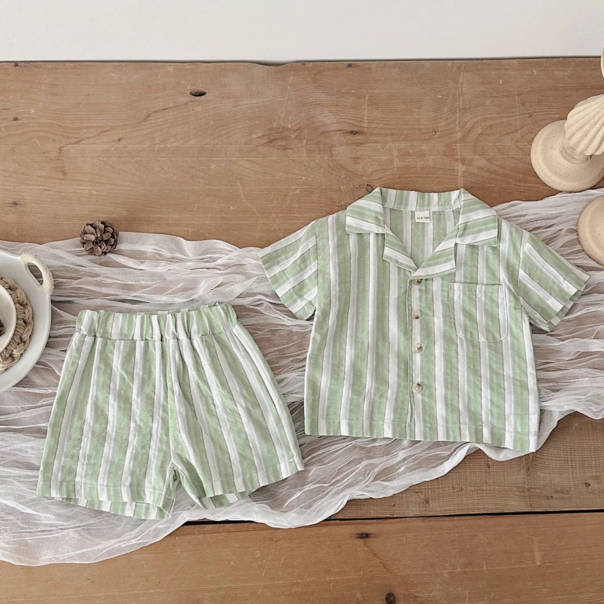 Summer Baby Boys Clothes Set Fashion Leisure Newborn Lapel Striped Shirt and Shorts 0 - 3 Years Children 2 Pieces - BabyHaven