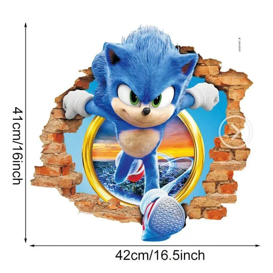 Sonic Cartoon Sticker PVC Wallpaper Game Poster 3D Anime - BabyHaven
