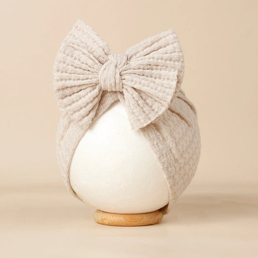 Lovely Bowknot Knitted Baby Hat Cute Solid Color Turban - BabyHaven