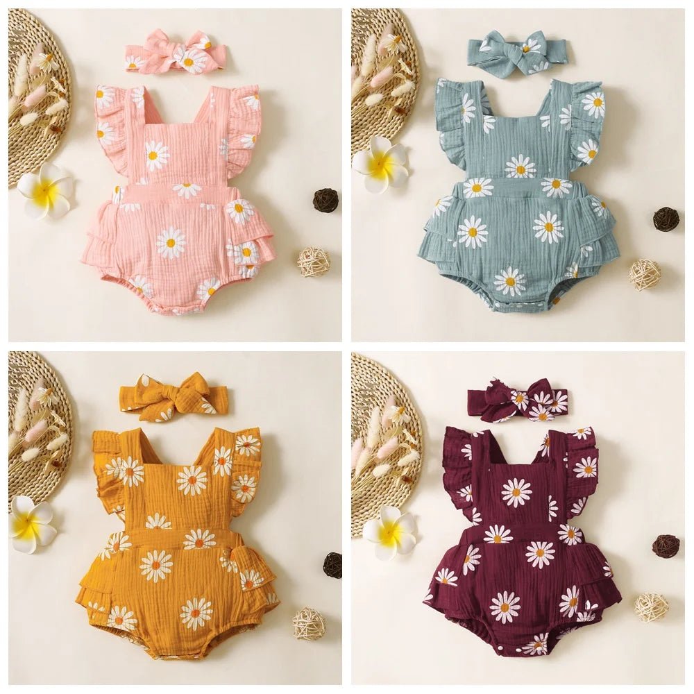 Infant Baby Girl Romper Clothes Ruffle Sleeveless Bodysuit - BabyHaven