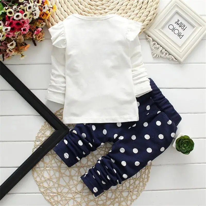 Children's Set 0 - 2 Year Old Pure Cotton Dot Girl's T-shirt and Pants Set - BabyHaven