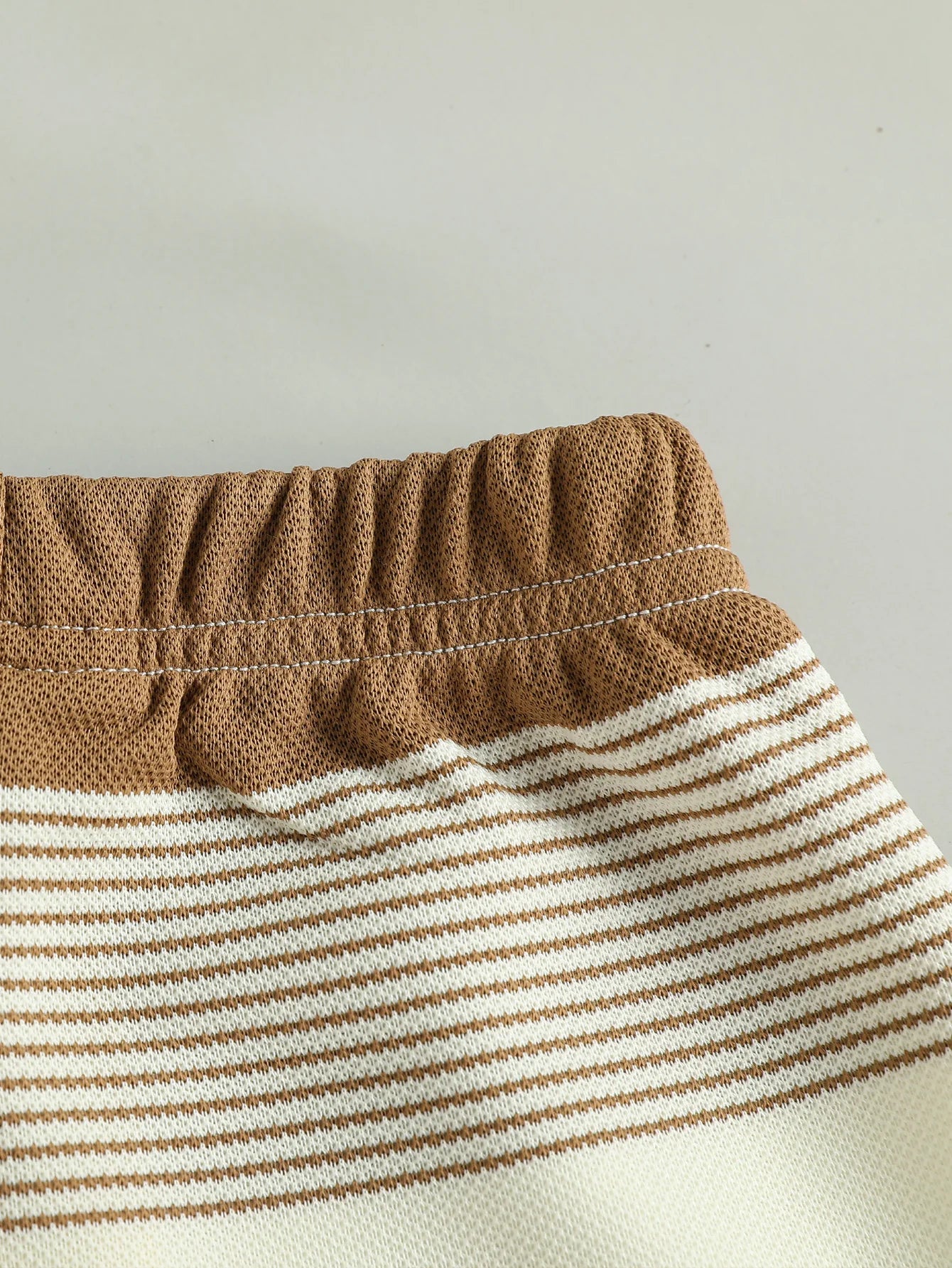 Children's Summer New Arrival Boys Regular Striped Teddy Bear Short T-Shirt and Shorts Casual Sport Two Piece Set - BabyHaven