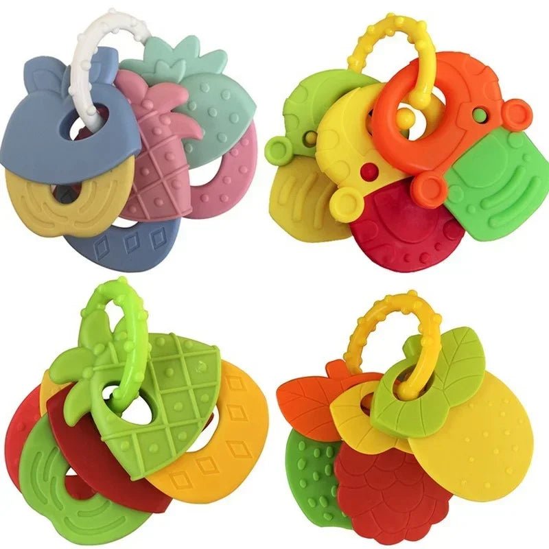 Baby Fruit Style Soft Rubber Rattle Teether Toy Kid - BabyHaven