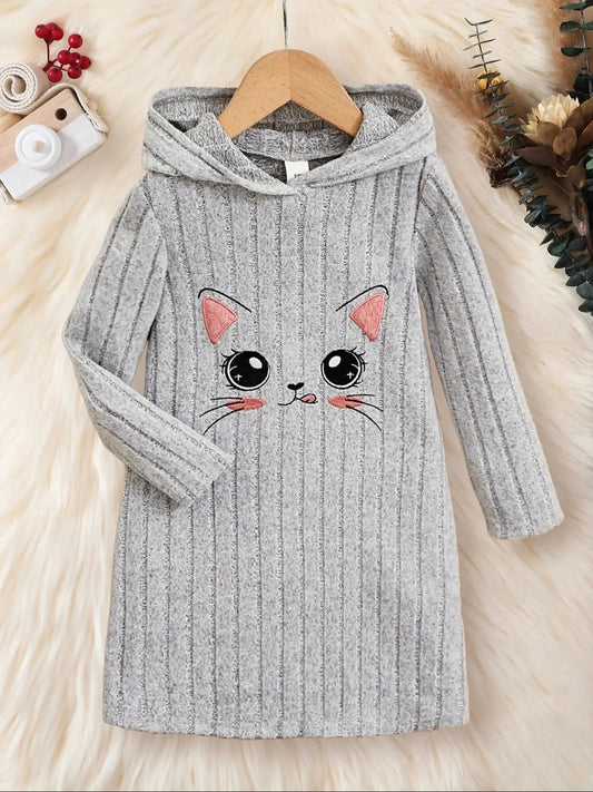 Summer Girls Dress Long Sleeve Hooded Striped 4 - 7Y - BabyHaven