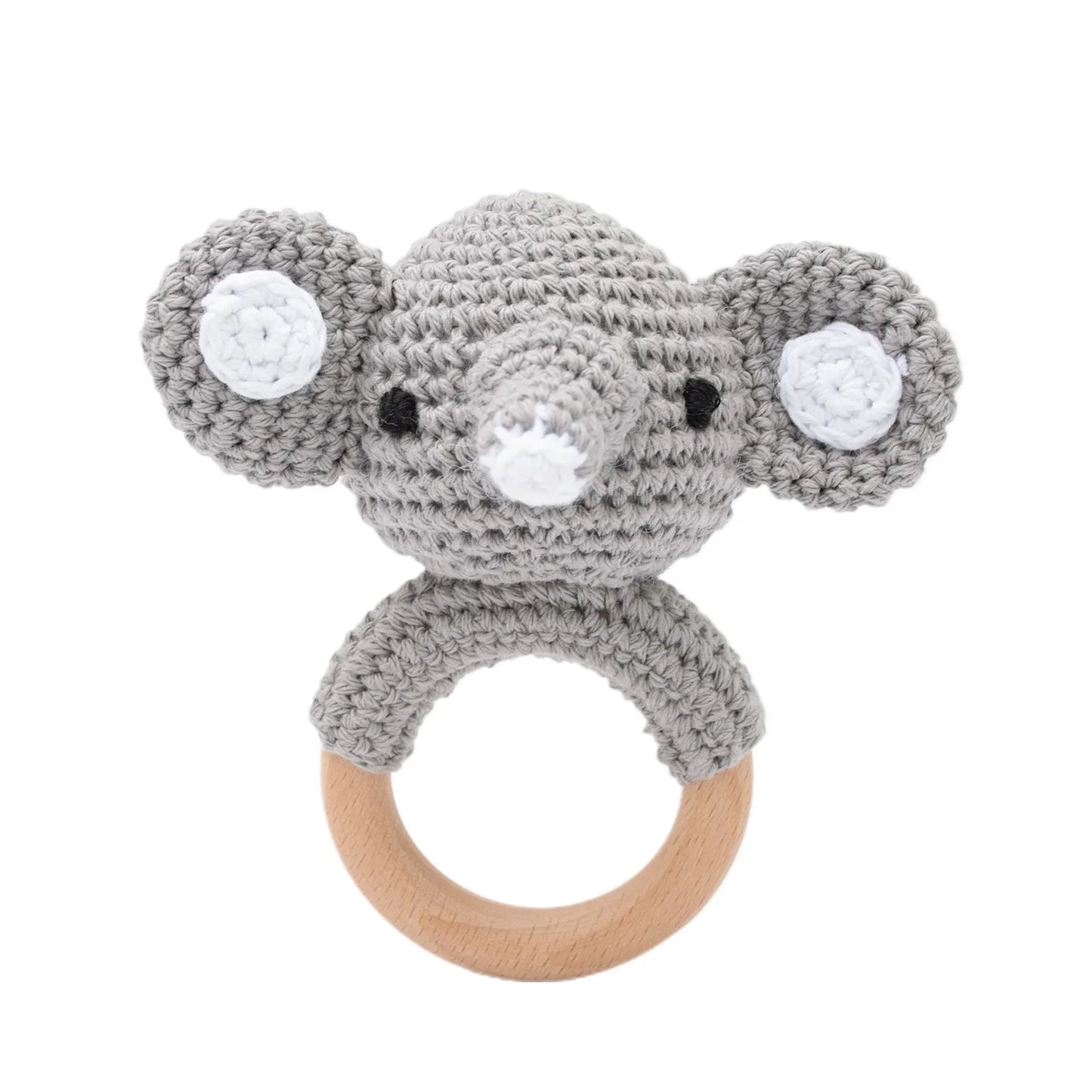 1pc Baby Rattles Crochet Bunny Rattle Toy Wood Ring Baby Teether Rodent Baby Gym Mobile Rattles Newborn Educational Toys Gifts - BabyHaven