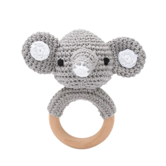 1pc Baby Rattles Crochet Bunny Rattle Toy Wood Ring Baby Teether Rodent Baby Gym Mobile Rattles Newborn Educational Toys Gifts - BabyHaven