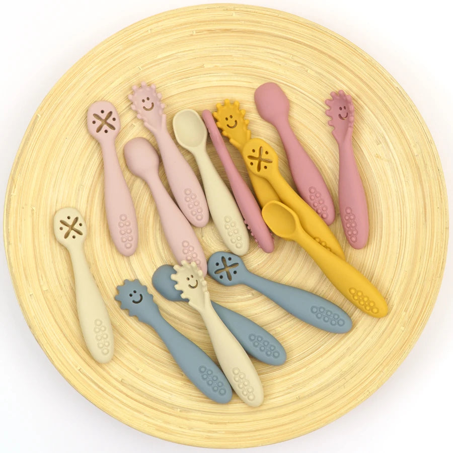 3PCS Silicone Spoon Fork Set For Baby Feeding Utensils