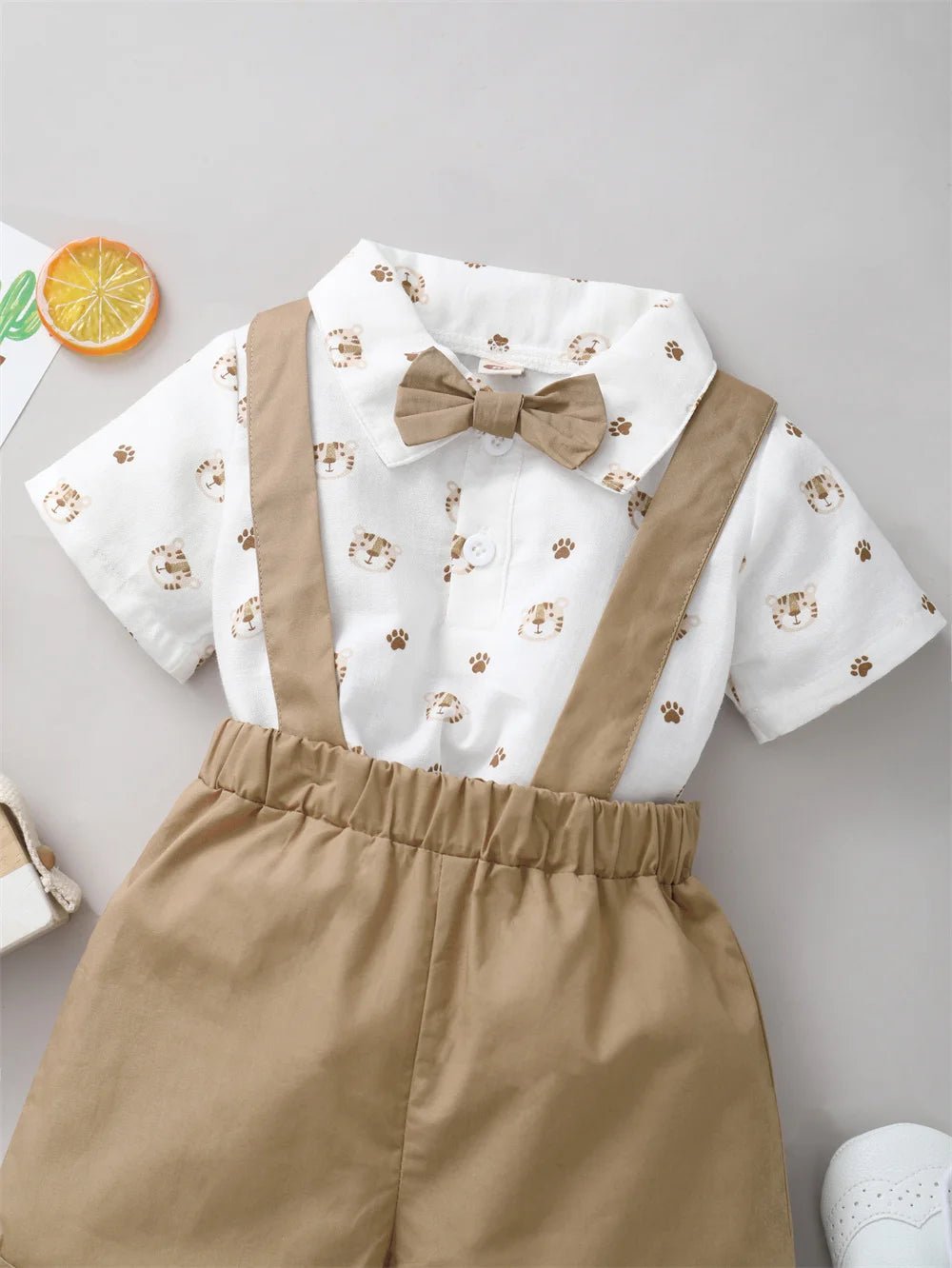 2PCS Infant Boy Clothes Set Tiger Print Short Sleeve Suit - BabyHaven