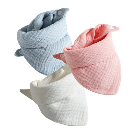 3Pcs/Lot Baby Muslin Bibs Soft Cotton Solid Color Bibs - BabyHaven