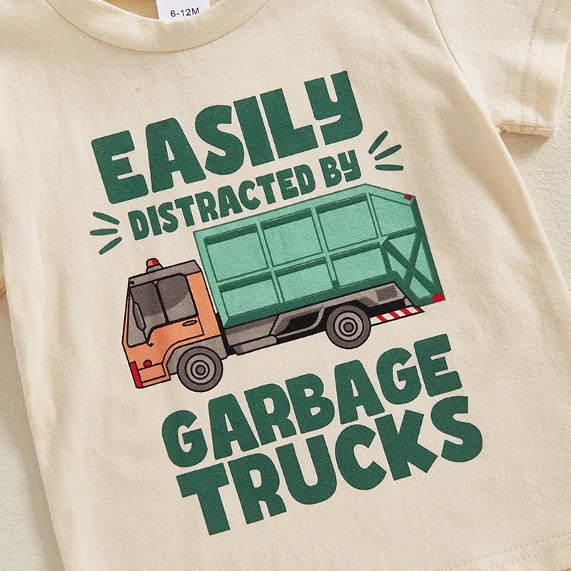 Toddler Baby Boy Garbage Truck Short Sleeve T-Shirt Set - BabyHaven