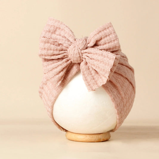 Lovely Bowknot Knitted Baby Hat Cute Solid Color Turban - BabyHaven