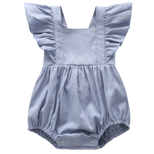 Adorable Linen Baby Clothes Ruffles Lace Sleeve Bodysuit - BabyHaven