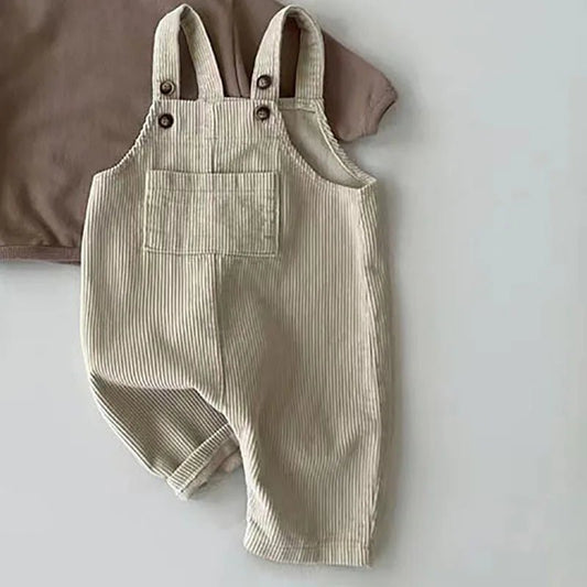 New Spring Toddler Baby Boys Girls Solid Corduroy Suspander Romper Soft Kids Basic Playsuit Jumpsuit Clothing - BabyHaven