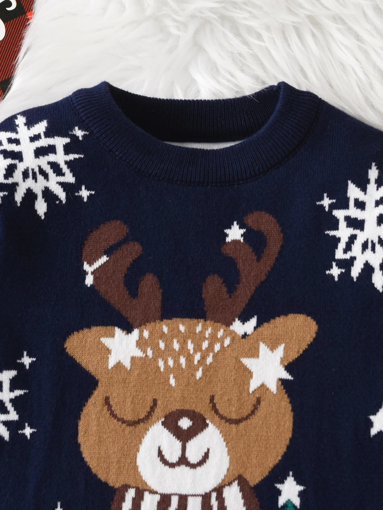 Boys and girls Christmas reindeer sweater long sleeved pullover suitable for parties, daily spring, autumn, winter
