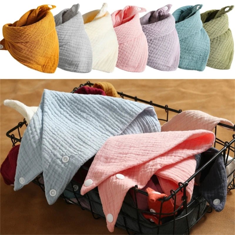3Pcs/Lot Baby Muslin Bibs Soft Cotton Solid Color Bibs - BabyHaven