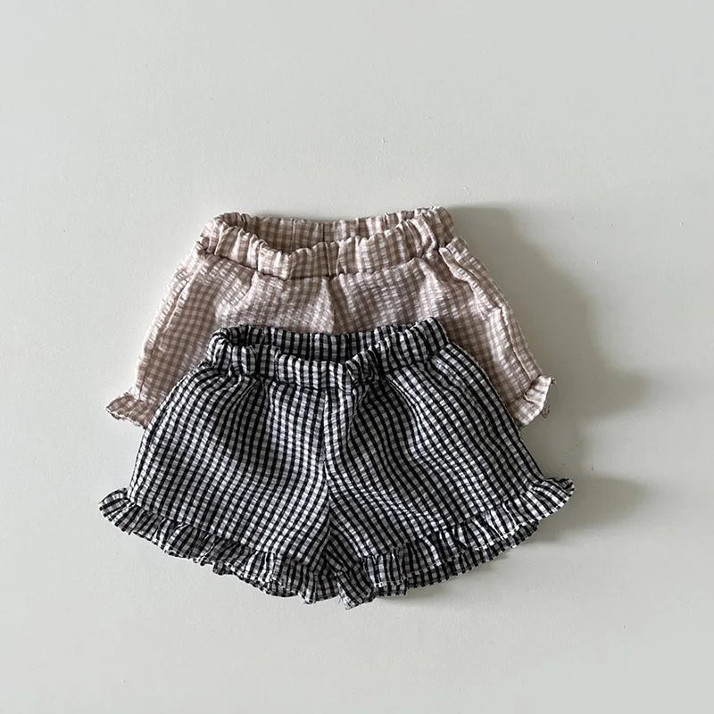 Summer Baby Plaid Clothing Set Toddler Ruffle Tee Set - BabyHaven