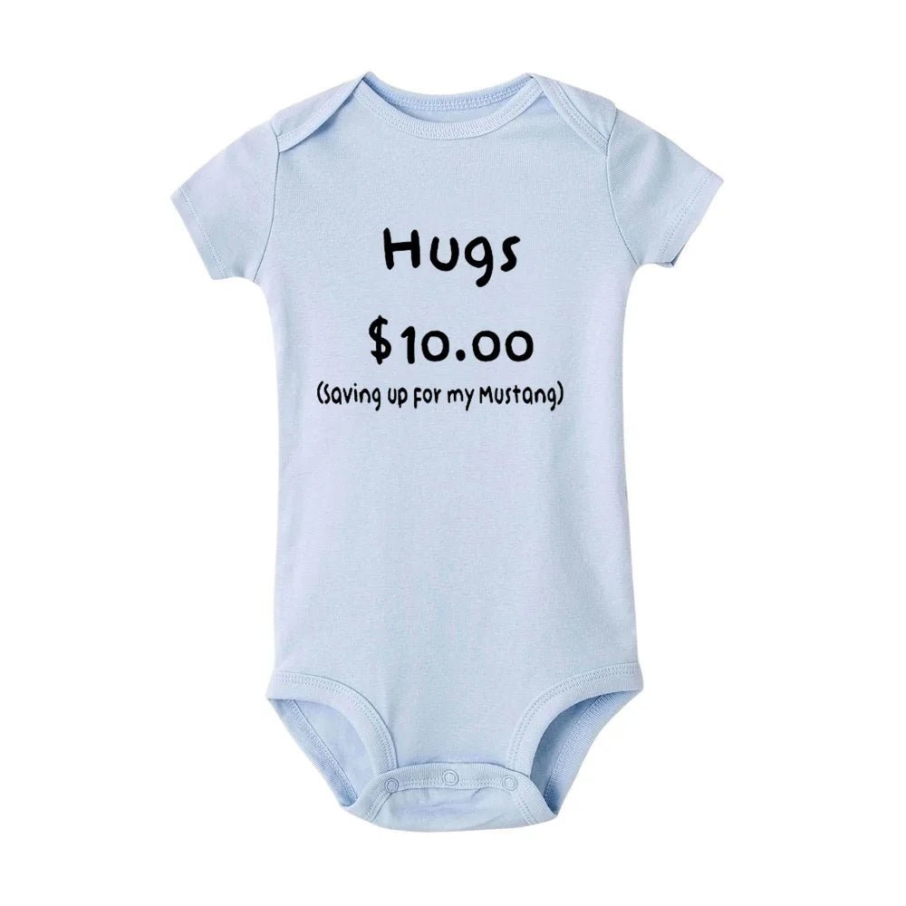 Summer Newborn Jumpsuit Hugs 10 Saving Up for My Mustang Funny Infant Bodysuit Baby Boy Girl Letter Print Playsuit - BabyHaven