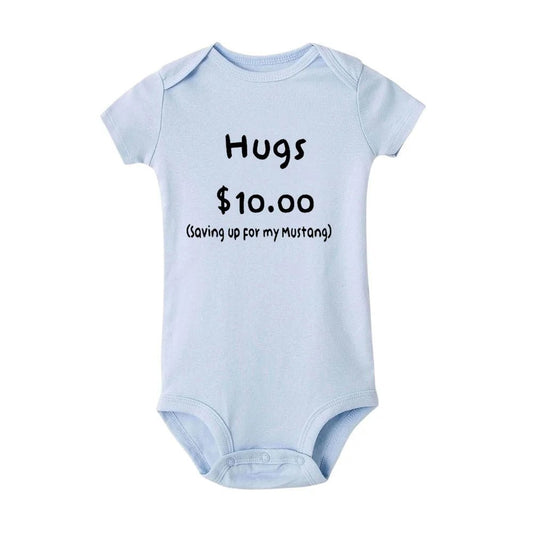 Summer Newborn Jumpsuit Hugs 10 Saving Up for My Mustang Funny Infant Bodysuit Baby Boy Girl Letter Print Playsuit - BabyHaven