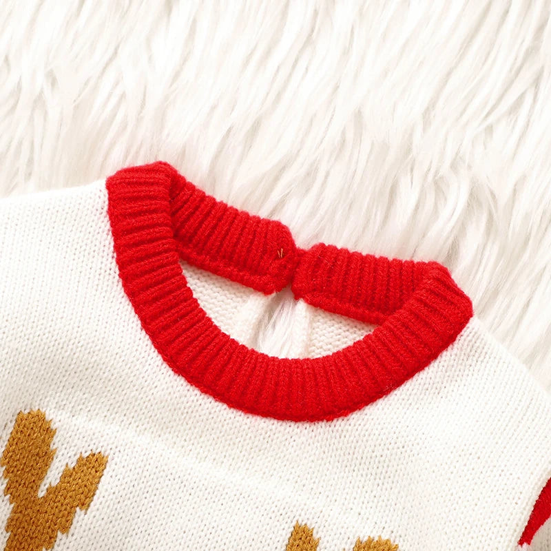 0-18m Christmas Baby Unisex Rompers Winter Reindeer Knitted Newborn Boys Girls Long Sleeve Jumpsuits One Pieces Infant Playsuits