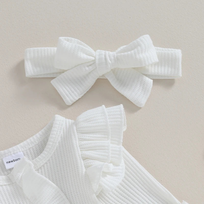 Newborn Infant Baby Girl Clothes Ruffle Zipper Romper Long Sleeve Jumpsuit Fall Winter Clothes - BabyHaven