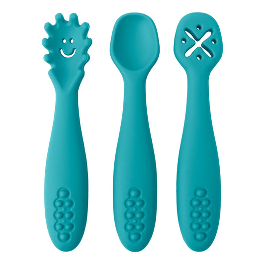 3PCS Silicone Spoon Fork Set For Baby Feeding Utensils