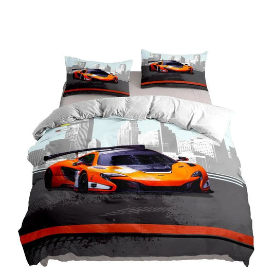 Vincent car cover set 3pcs duvet cover with sporty car design.