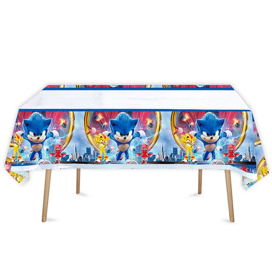 Cartoon Sonics Party Supplies Disposable Plates Tablecloth Cake Topper Banner for Kids Birthday Decor - BabyHaven