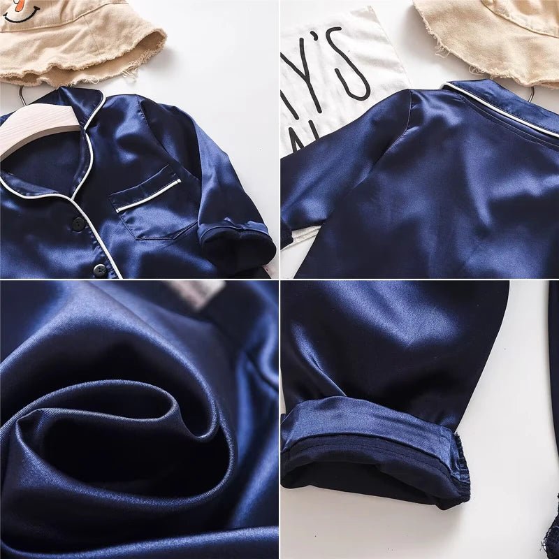Pajamas Set Silk Satin Trousers Set - BabyHaven