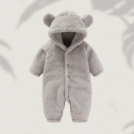 Winter 0-12M Newborn Baby Girls Boys Warm Fleece Bear Ear Romper Jumpsuit Thick Cozy Multi-Color Infant Hooded Jumpsuit