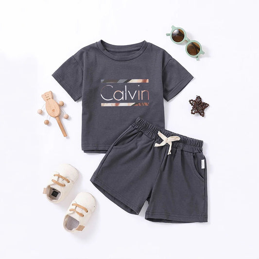 Kids Summer Boys Girls Short Sleeve Shorts Sports Suit Casual Fashion Letter Printed Trendy Clothing - BabyHaven