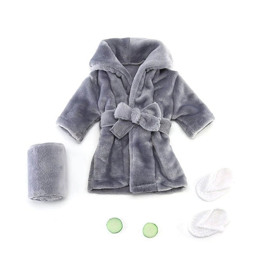 Baby Photography Props Baby Hooded Robe With Belt Bathrobes Bath Towel Cucumber slipper Set Creative Photo Outfit for 0 - 3 Moths - BabyHaven