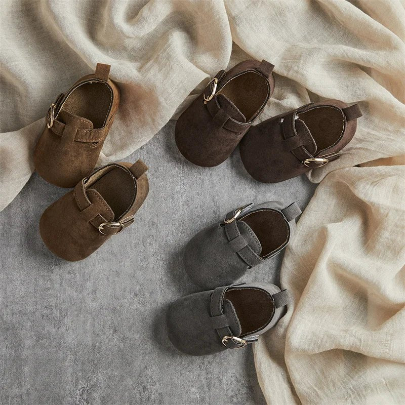 Newborn Baby First Walking Shoes Soft Cow Suede Sole Rubber Non - slip Walking Shoes Newborn Boys Girls Casual Flats - BabyHaven