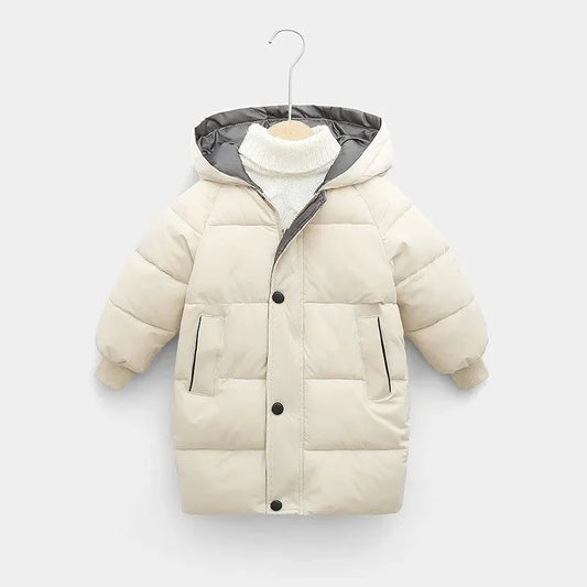 1pcs Boys Girls Cotton-Padded Coats Kids Long Down Autumn Winter Teen Cotton Clothes Outerwear Big Children Thicken Warm Jacket