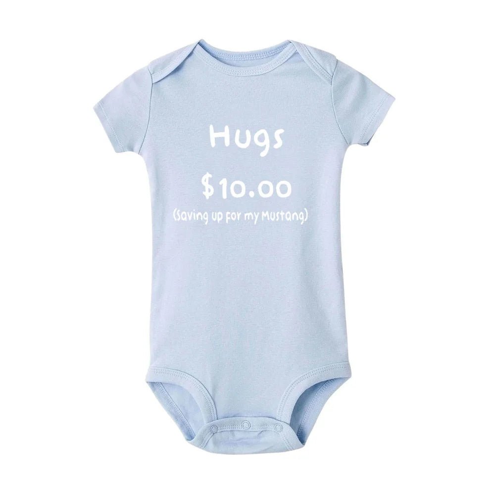 Summer Newborn Jumpsuit Hugs 10 Saving Up for My Mustang Funny Infant Bodysuit Baby Boy Girl Letter Print Playsuit - BabyHaven