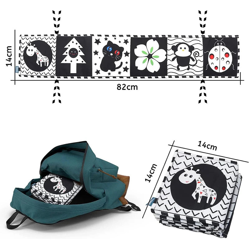 Sensory Cloth Book Baby Toys 0 12 Months Black White Montessori - BabyHaven