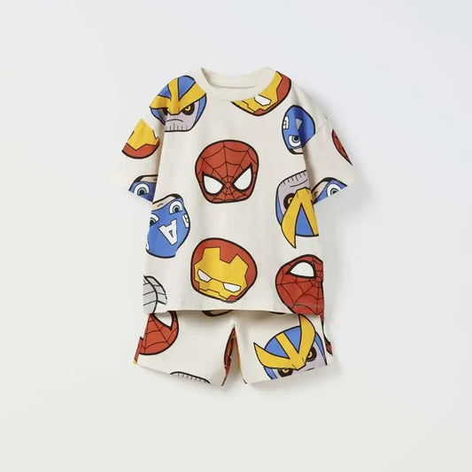 Simba Printed Boys Tracksuit Summer Short Sleeve Suit Children's Loose Fashion Baby T-Shirt Outfit - BabyHaven