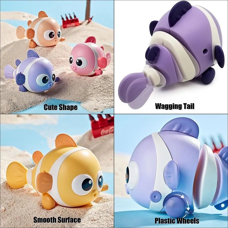 Baby Toys Wind Up Fish Toys Tail Wagging Fish Kids Bath Toys Development Learning Tummy Time Crawling Toy for Babies 6 12 - BabyHaven
