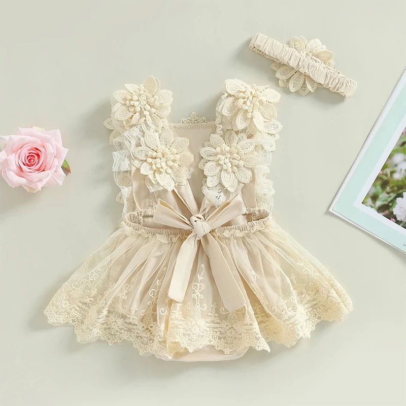 Newborn Baby Girl Lace Romper Boho Princess Outfit - BabyHaven