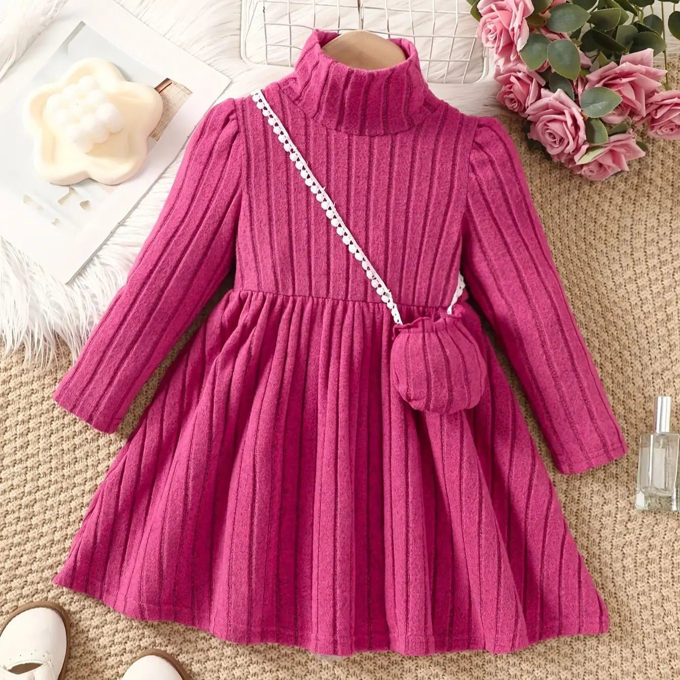 Girls' Dress With Soft Texture Fabric High Neck 4 - 7 Years - BabyHaven