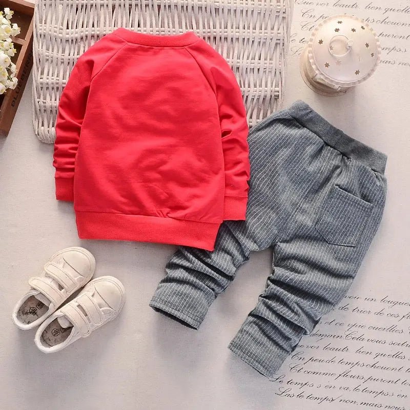 2PCS Baby Long Sleeve Set Baby Solid Large Pocket Pants Outfit - BabyHaven