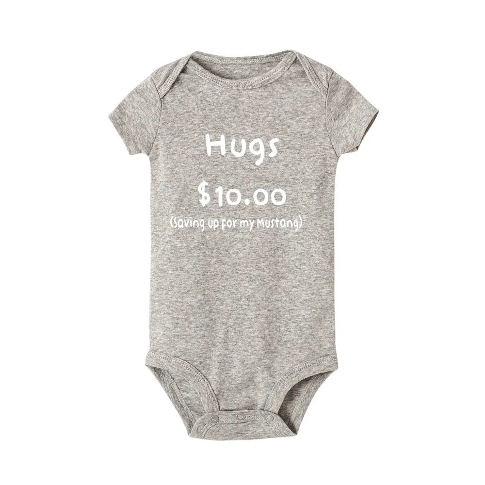 Summer Newborn Jumpsuit Hugs 10 Saving Up for My Mustang Funny Infant Bodysuit Baby Boy Girl Letter Print Playsuit - BabyHaven