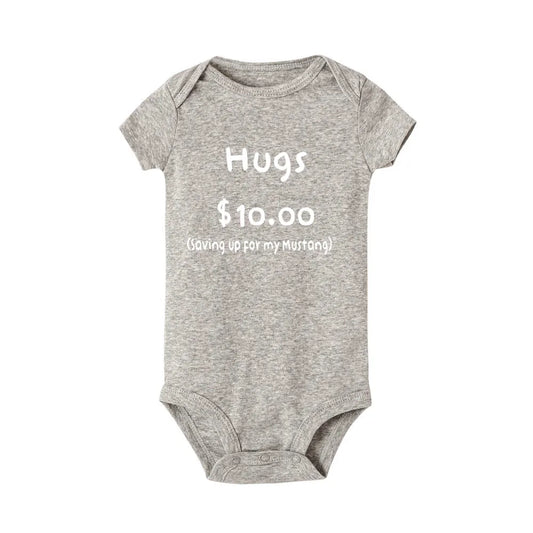 Summer Newborn Jumpsuit Hugs 10 Saving Up for My Mustang Funny Infant Bodysuit Baby Boy Girl Letter Print Playsuit - BabyHaven