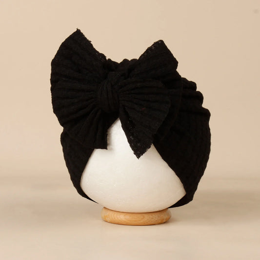 Lovely Bowknot Knitted Baby Hat Cute Solid Color Turban - BabyHaven