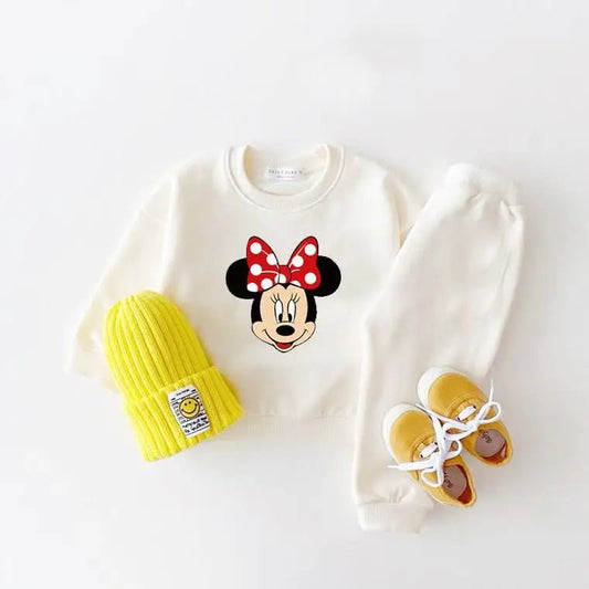 Cartoon Sweatshirt Pants Minnie Print Hoodies Cute Kids Set - BabyHaven