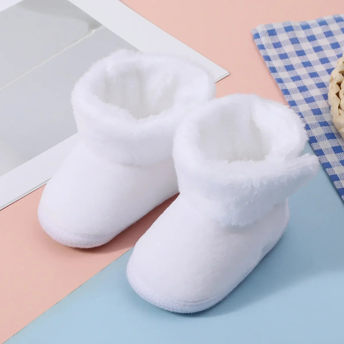 Cozy First Walkers! Warm Fleece Baby Booties with Non-Slip Soles for Infants 0-12 Months, Unisex Winter Socks