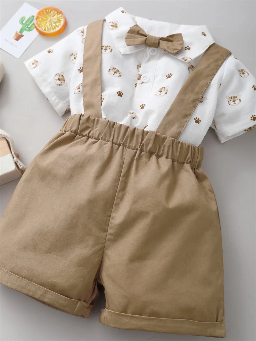 2PCS Infant Boy Clothes Set Tiger Print Short Sleeve Suit - BabyHaven