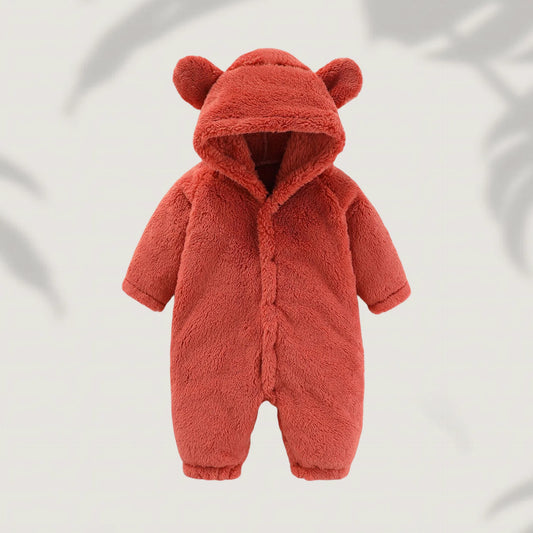 Winter 0-12M Newborn Baby Girls Boys Warm Fleece Bear Ear Romper Jumpsuit Thick Cozy Multi-Color Infant Hooded Jumpsuit