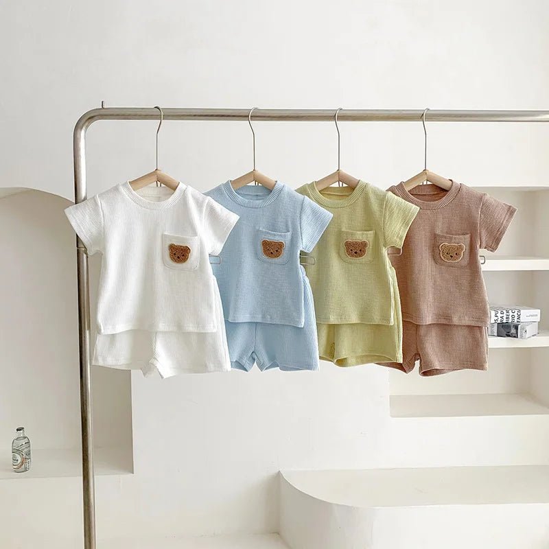 Summer Baby Clothing Set Solid Tee And Shorts 2 Pcs Boys Outfit - BabyHaven