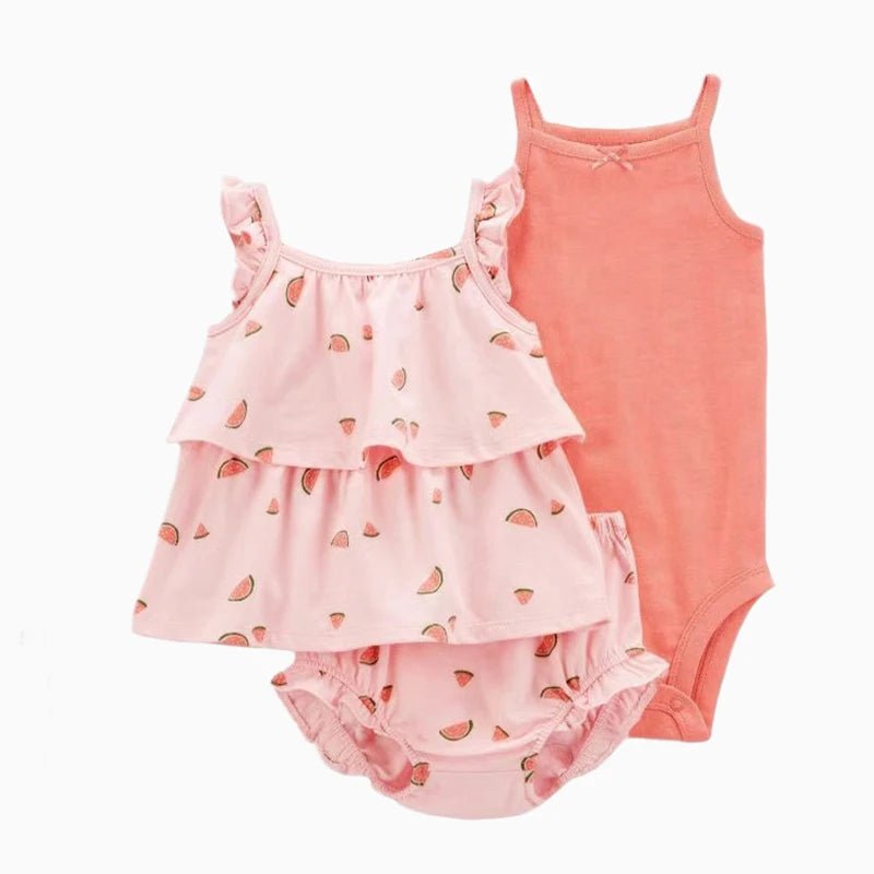 Summer Baby Girls Clothes Set Cotton Flower Fashion Infant Outfits 3Pcs - BabyHaven